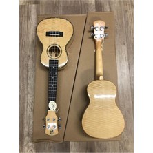 Sedefli Profesyonel Ukulele, Kalın Çantalı, Kelebek Ağacı Concert Boy