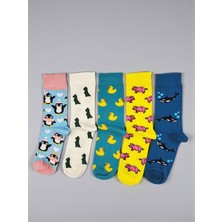 G Socks Rengarenk Eğlenceli Hayvanlar Desenli 5'li Renkli Çorap Seti