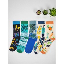 G Socks 5'li Çiçek, Kelebek, Doğa Desenli Renkli Çorap Seti