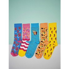 G Socks Rengarenk 5'li Fast Food Desenli Çorap Seti