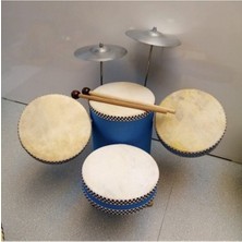Ahşap ve Deri Malzemeli Çocuk Bateri Seti, Eğlenceli Müzik Deneyimi