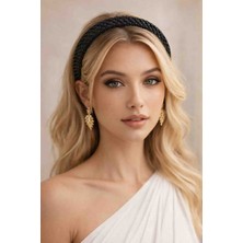 Reborn Design Zirkon Taş ve Inci Detaylı Bombe Model Siyah Renk Kadın Taç