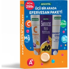 Aksu Vital Üçü Bir Arada Efervesan Seti | C Vitamini + Sambucus + Magnezyum