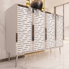 Morepp Palo 4 Kapaklı, Raflı 160 cm Konsol Beyaz-Gümüş