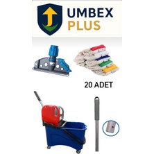 Umbex Tek Kovalı Plastik Temizlik Arabası Islak Mop Setli Paspas Arabası A Kalite 20 Adet Mop
