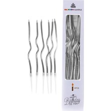 Kıvrımlı Gümüş Pasta Mumu 6'lı