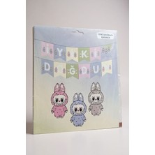 Labubu Temalı Iyiki Doğdun Yazılı Banner Doğum Günü Parti Seti Süsü