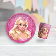 Barbie Bebek Temalı Tabak ve Bardak Seti 8 Kişilik