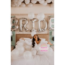 Bride Oda Süsleme Seti Gümüş Folyo Balon + 30 Lu Beyaz Lateks Balon