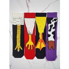 G Socks 4'lü Hayvan Bacağı Desenli Renkli Çorap Seti