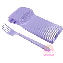 25 Li Renkli Plastik Kaliteli Çatal Parti ve Davetler Için Şık Seçim!