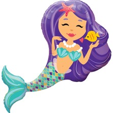 Deniz Kızı- Mermaid Temalı Partiler Için Folyo Balon (75CM)