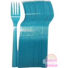25 Li Renkli Plastik Kaliteli Çatal Parti ve Davetler Için Şık Seçim!