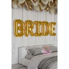 Bride Yazılı Folyo Balon Seti Gold Renk 75 cm