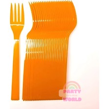 25 Li Renkli Plastik Kaliteli Çatal Parti ve Davetler Için Şık Seçim!