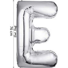 Folyo Balon E Harfi Helyum Balon 76 cm Gümüş Renk - E Harf Balon - Harf Folyo Balon - 34 Inch