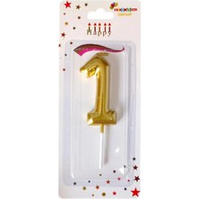 1 Yaş Orta Boy Gold Renk Rakam Mum Parti Malzemesi