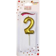 2 Yaş Orta Boy Gold Renk Rakam Mum Parti Malzemesi
