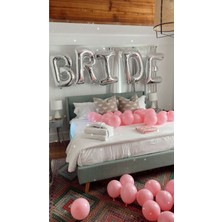 Bride Oda Süsleme Seti Gümüş Folyo Balon + 30 Lu Pembe Lateks Balon
