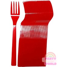 25 Li Renkli Plastik Kaliteli Çatal Parti ve Davetler Için Şık Seçim!