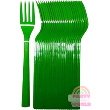 25 Li Renkli Plastik Kaliteli Çatal Parti ve Davetler Için Şık Seçim!