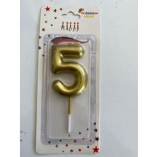 5 Yaş Gold Pasta Mumu 11 cm