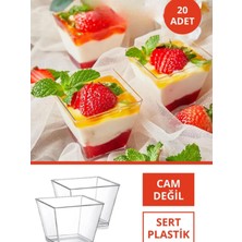 Sunum Kasesi 20 Adet Magnolya Dondurma Puding Tatlı Meze Salata Cup Kabı Sert Plastik Mika Kae