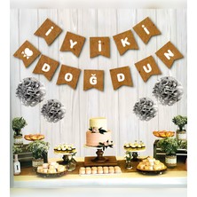 Kraft Beyaz Iyiki Doğdun Yaldızlı Banner