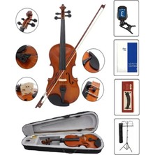 4/4 Keman Seti: Keman, Kutu, Yay, Reçine, Nota Sehpası, Akort Cihazı, Yastık