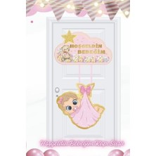 Karton Kapı Süsü Eco Hoş Geldin Bebeğim Pembe