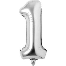 Folyo Balon Rakam Helyum Uyumlu 100 cm Gümüş Renk