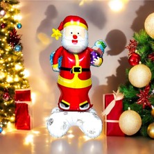 Ayaklı Büyük Noel Baba Folyo Balon Yılbaşı Noel Baba Balonu