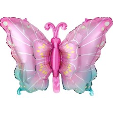 Benekli Pembe  Kelebek Folyo Balon 79X53 cm