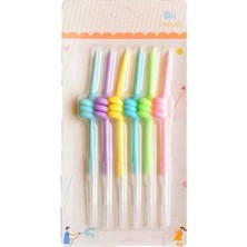 6 Lı Kıvrımlı Makaron Renkli Mum 12CM