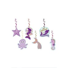 Deniz Kızı Temalı 6 Lı Sarkıt Tavan Süsü Parti Malzemeleri