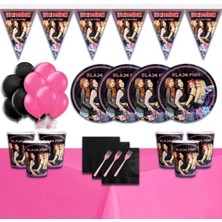 Parti Black Pink Doğum Günü Parti Seti 8 Kişilik