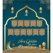 Altın Renk Hoşgeldin Ya Şehr-I Ramazan Yazılı Banner Ramazan Süslemesi 230 cm