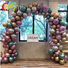 Renkli Krom Balon Doğum Günü Balon Zincir Seti 100 Adet Krom Balon Karışık
