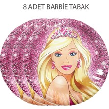 8 Tabak, 8 Bardak, Parti Malzemeleri Barbie Doğum Günü Parti Tabağı Bardağı