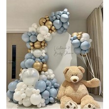 Fırtına Mavisi Beyaz Gold Krom 90 Lı Balon Zinciri Seti