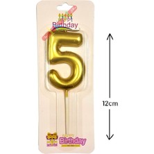 Büyük Boy 5 Rakam Gold Mum 12CM