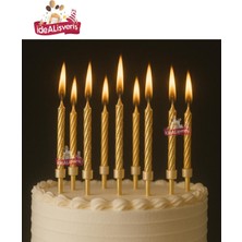Gold Renkli Burgulu 10 Lu Mum  [boy  7.5  cm ]