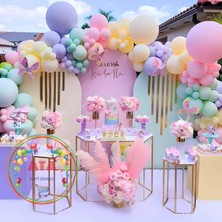 ^^ Balon Zincir Seti *makaron Yeşil*pembe*lila*sarı*  60 Adet Balon + Balon Şeridi