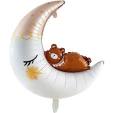 Ay Üzerinde Uyuyan Ayı Folyo Balon