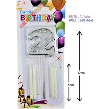 2 Yaş Şeffaf Rakam Gümüş Mum (12CM Mika)