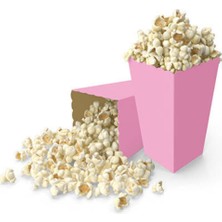 Beren Parti Pembe Makaron Renk Mısır Kutusu 8 Adet Parti İçin 8 cm x 11,5 cm Şık İkramlık