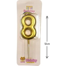 Büyük Boy 8 Rakam Gold Mum 12CM