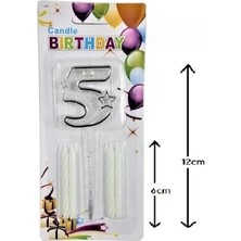 Mika Şeffaf 5 Rakam Gümüş Mum 12CM