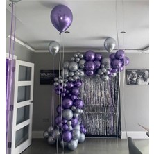 Mor Lila Gümüş Krom Balon Zinciri Seti Doğum Günü Balon Zincir