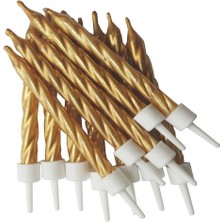 10 Lu Küçük Burgulu Gold Mum 7.5cm